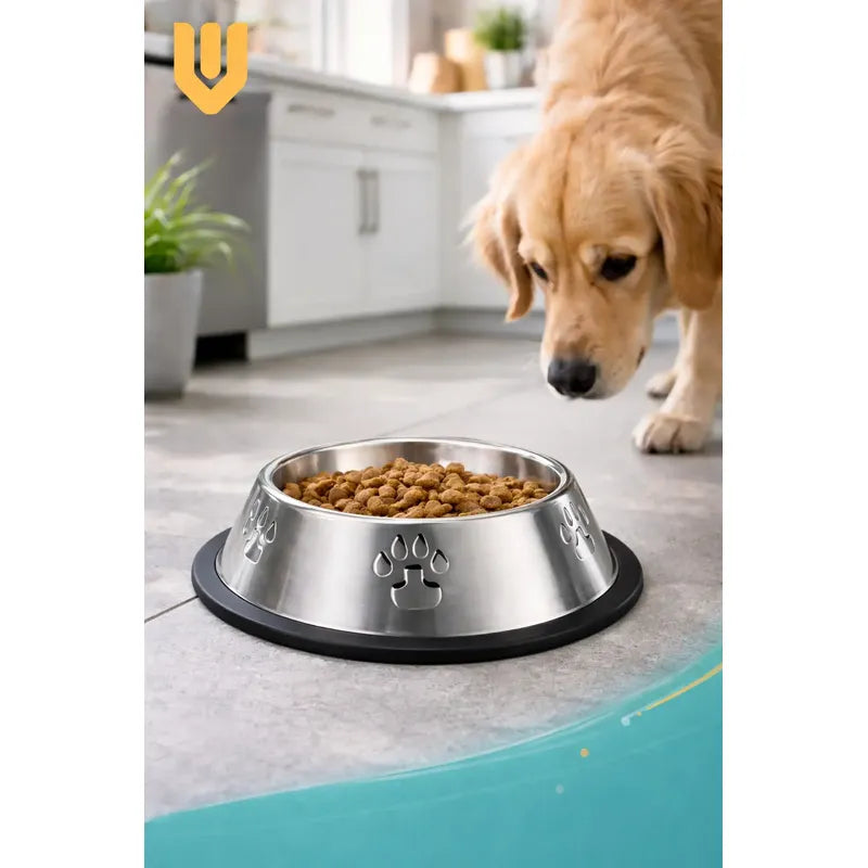 X4 Comedero Perro Platos Para Perros Gatos Mascotas 18cm Metalico