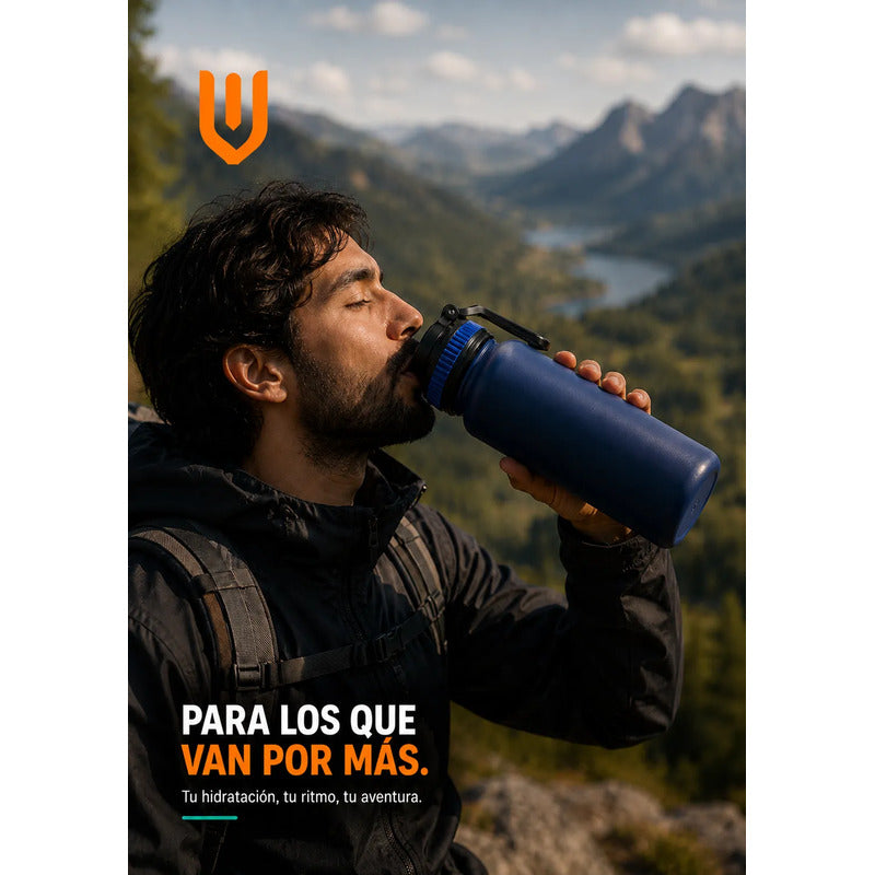 Termo Botella Acero Inoxidable Agua Café Té Caliente Camping Azul