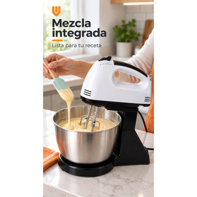 Batidora Electrica 7 Velocidades Base Tazon Pedestal Blanco Batidora Eléctrica Mano Base Tazón Mezcladora Repostería 350 W 7 Velocidades Batidores Ganchos Postres Cremas 50 Y 60 Hz