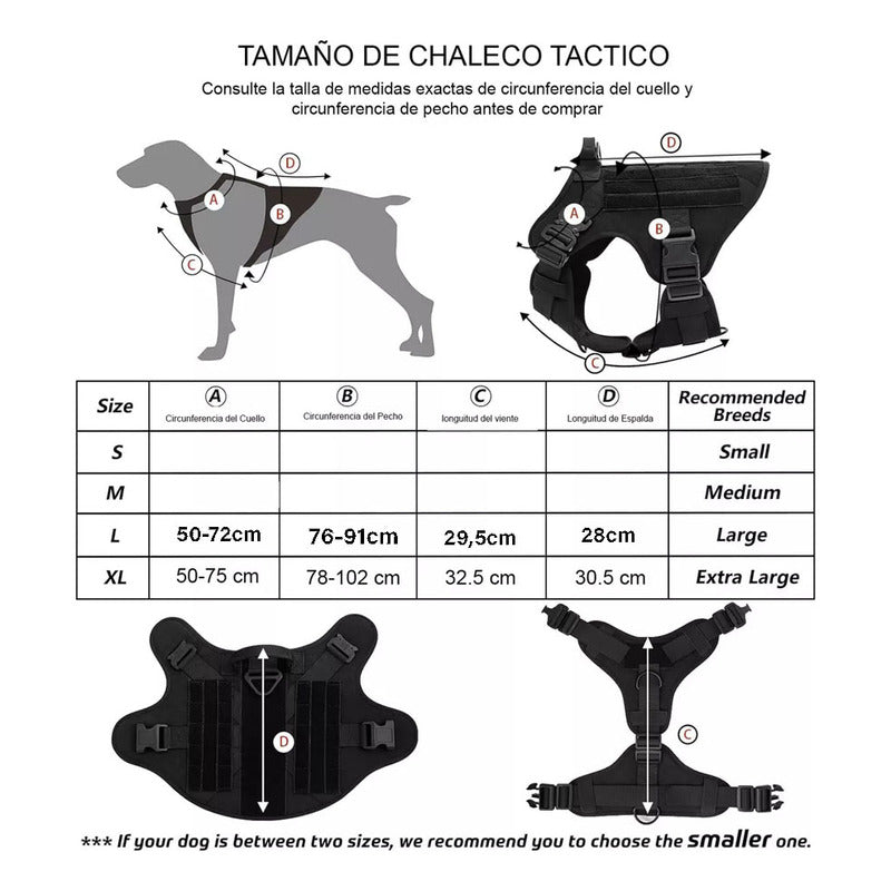 Chaleco Táctico Para Perros Arnes  Perro Pechera Talla L