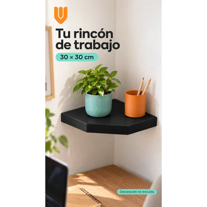 Repisa Esquinera Flotante Mdf Negro 30x30 Cm Vitrineon Cl Negro Repisa Esquinera Flotante Estante Mdf Marrón Decoración Rincón Pared Hogar Plantas Adornos Fotografías Living 30x30