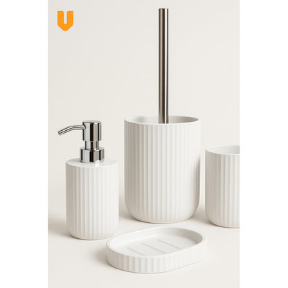 Set 5 Piezas Accesorios Decorativo Baños Juegos Baño Blanco Blanco