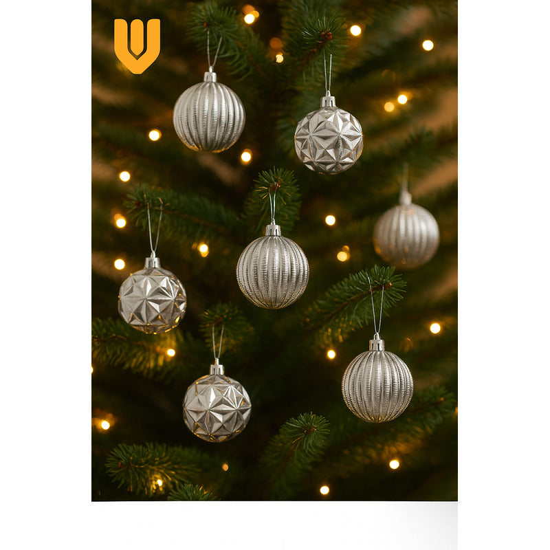 Set 8 Esferas Plástico 12 5 Cm Colgantes Árbol Navidad Dorad