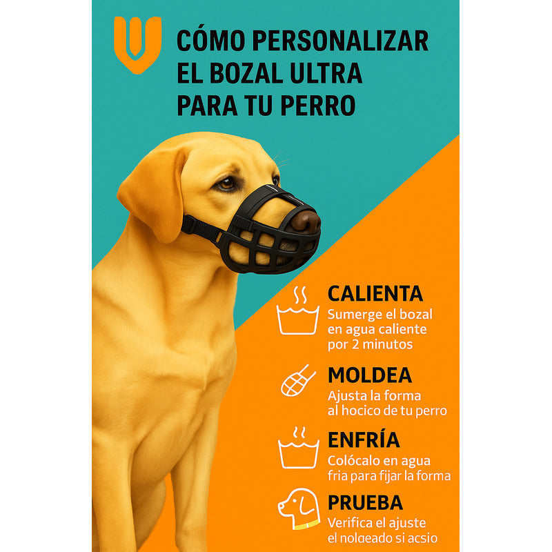 Bozal Perro Xl Vitrineon Cl Caucho Ajustable Antiescape