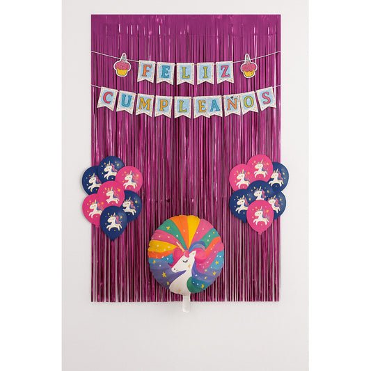 Set 17 Globos Decoracion Unicornio Metalico Fiesta Cumpleaño