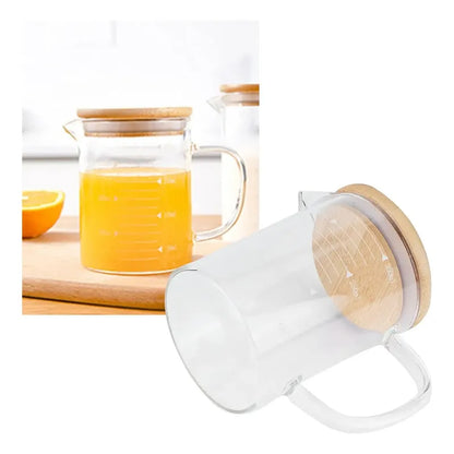Pack 2 Tazas Medidora Con Tapa Tazas Vidrio Jarra Medidoras Transparente 350/500ml