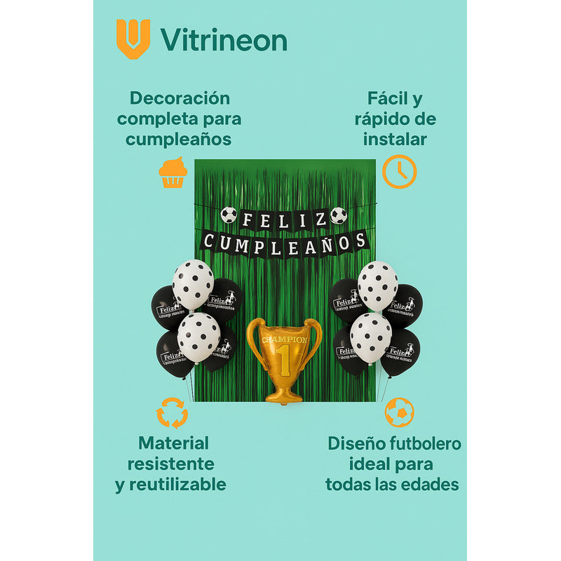 Set 17 Globos Futbol Decoracion Futbol Champions Metalico