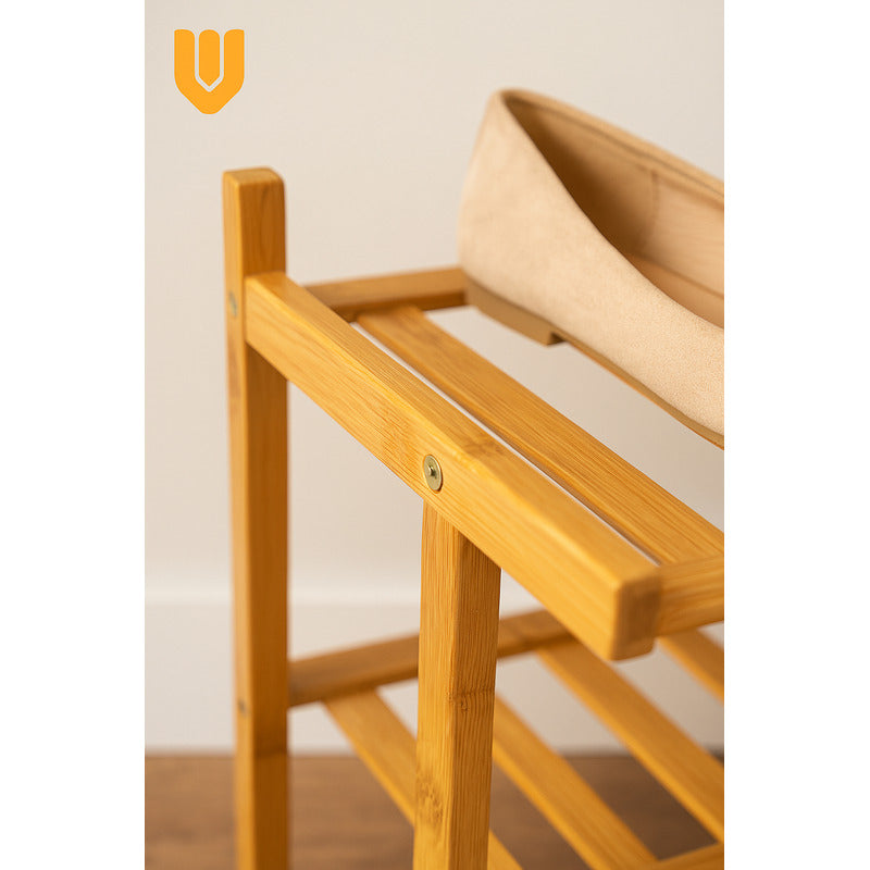 Organizador Zapatos Bambu 2 Niveles Estante Zapatero Hogar