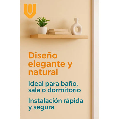 3 Repisa Flotante Dormitorio Baño Estantes Pared Mdf 40x15cm Beige