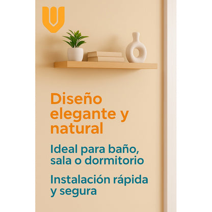 4 Repisa Flotante Dormitorio Baño Estantes Pared Mdf 40x15cm Beige