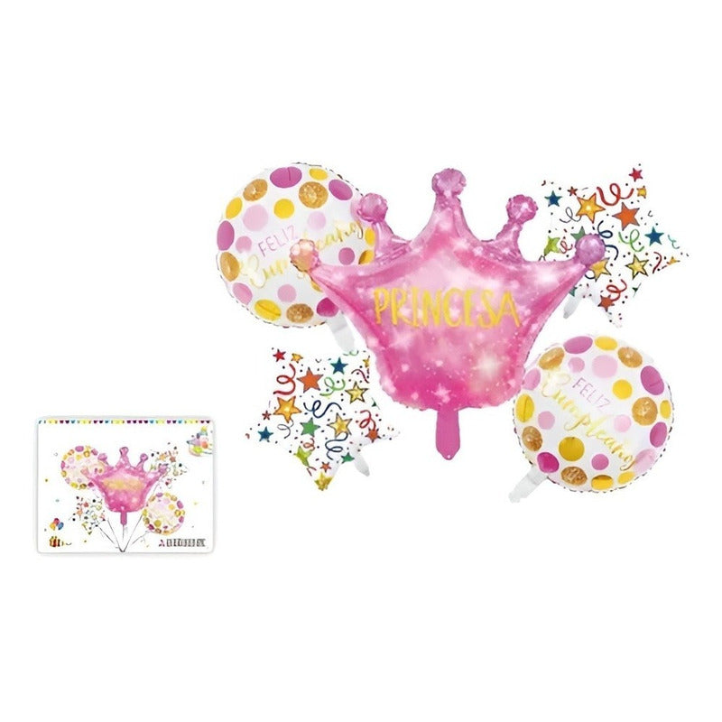 Set X5 Globos Feliz Cumpleaños Decoracion De Cumpleaños 040 Rosa Claro