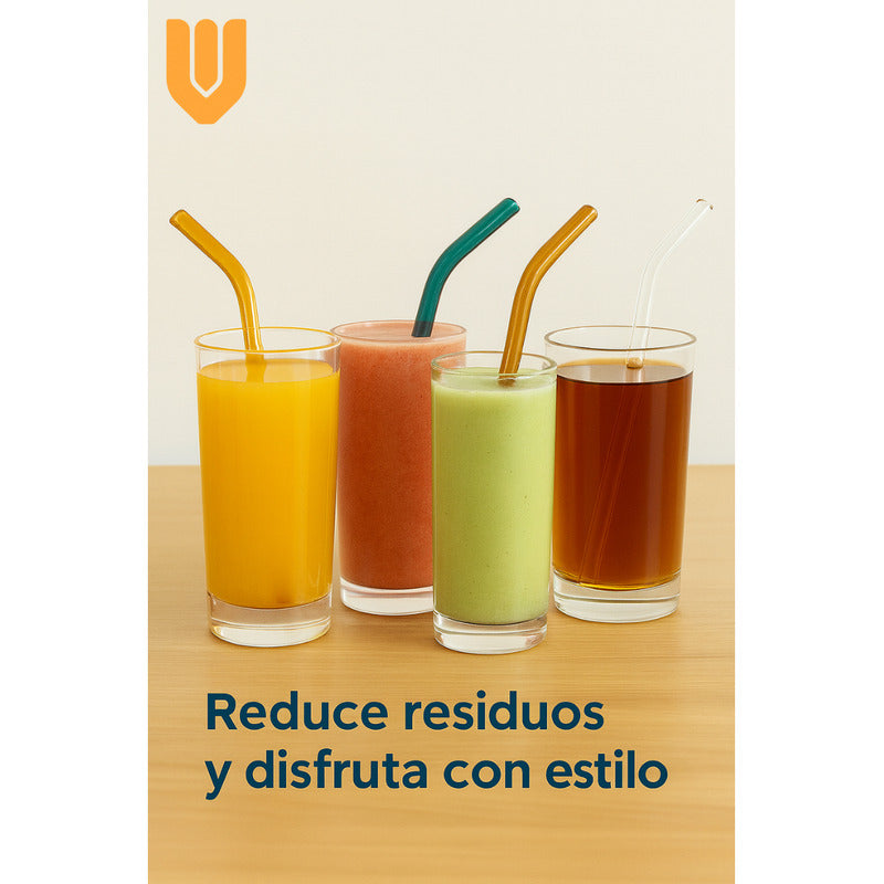 6 Bombillas Vidrio Ecológicas Reutilizables Resistentes Libr