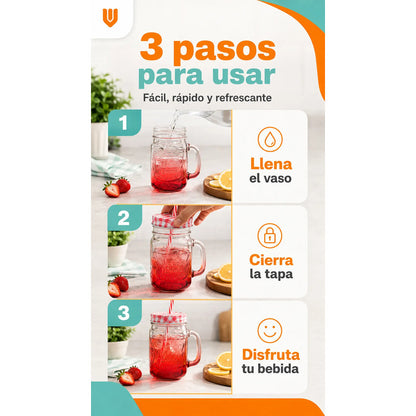 Vaso Bombilla Tapa Vidrio 400ml Reutilizable Multicolor Vaso Translúcido 400 Ml Vidrio Mango Tapa Bombilla Multicolor Bebidas Frías Jugos Cócteles Batido Reutilizable 400ml