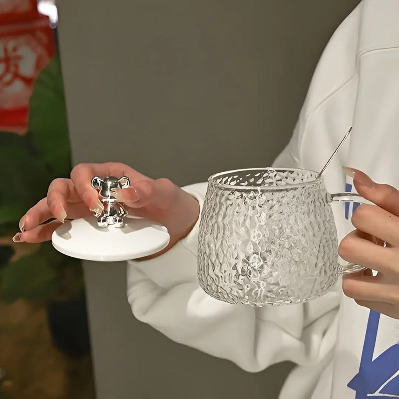 6 Taza Vasos Para Cafe Taza De Cafe Taza De Vidrio Cuchara T Transparente Oso