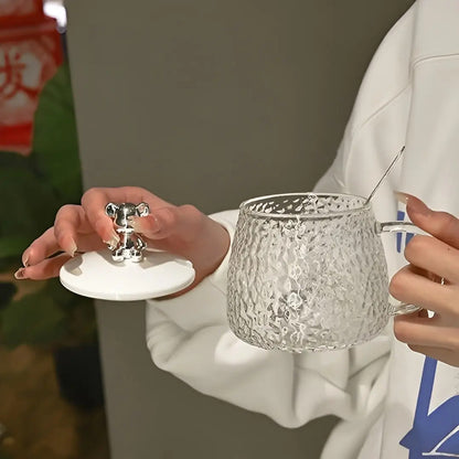 8 Taza Vasos Para Cafe Taza De Cafe Taza De Vidrio Cuchara Transparente Oso