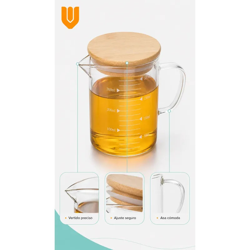 Taza Medidora Vidrio 350ml Transparente Vidrio Repostería Transparente