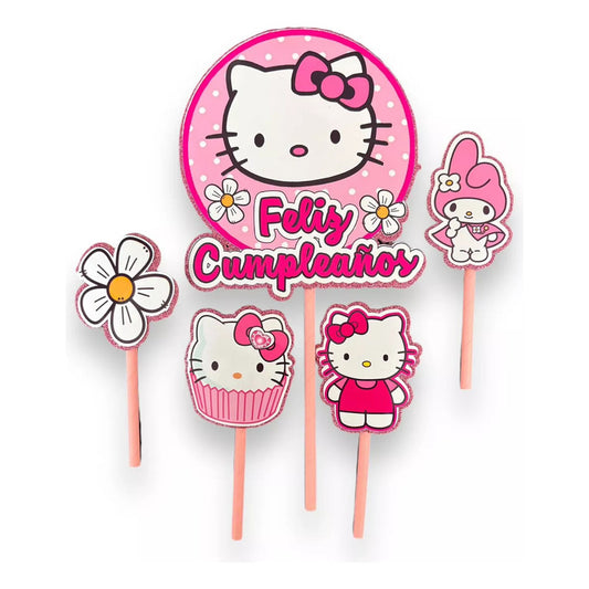 Topper Deco Torta Cotillon Hello Kitty  Cup Cake Fiestas