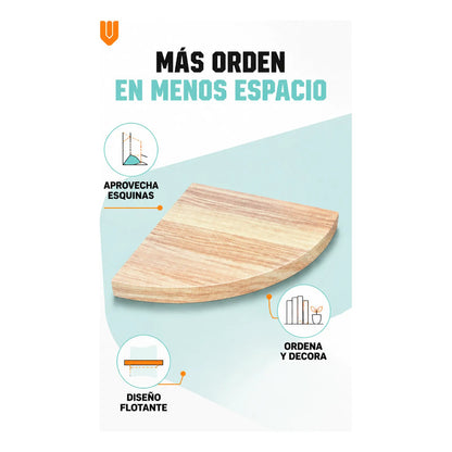 Repisas Flotante Beige Acabado Madera Pared 25cm Esquinera Repisa Esquinera Flotante Acabado Madera Cuarto Círculo Borde Curvo Fijación Oculta Mural Decorativa 25cm