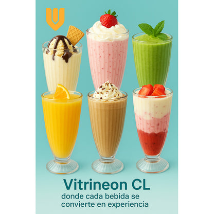 Set 6 Vasos Vidrio Acanalado 370 Ml Batidos Helados Postres