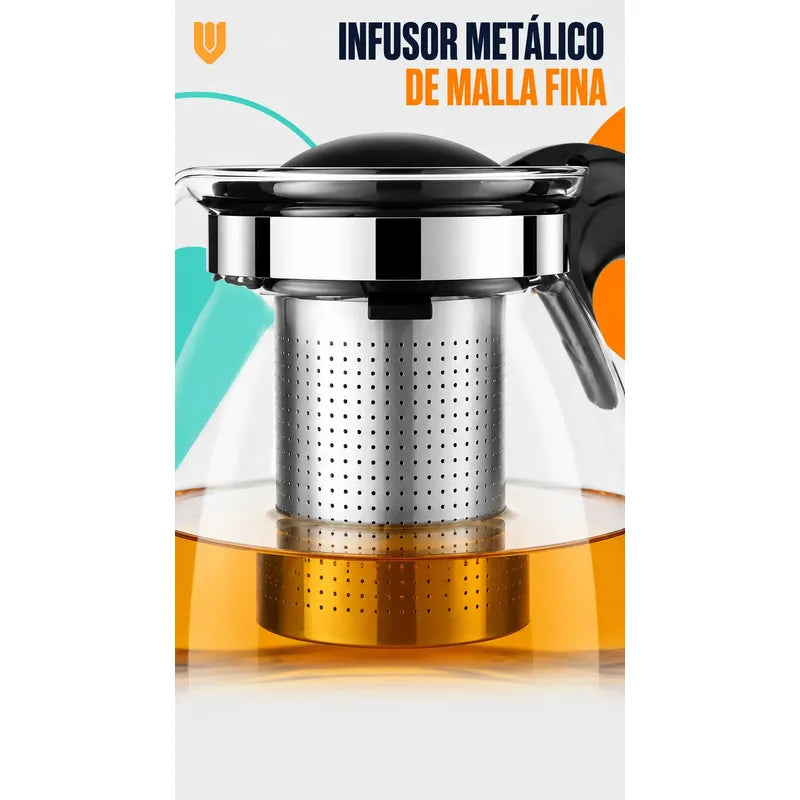 X8 Tetera Vidrio Infusor Te Tetera Infusora Con Filtro 900ml Transparente