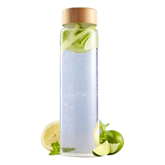 X2 Botella De Vidrio Tapa Bambu Botella Agua Jugo Bebida 1l