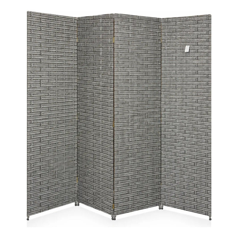 Biombo Divisor Oficina Ambientes Separador 4 Puertas 180 Cm Gris Claro Biombo Divisor Ambientes 4 Paneles 180 Cm Separador Oficina Hogar Plegable Geometrico Gris Claro Ratan Geometrico Ratan...