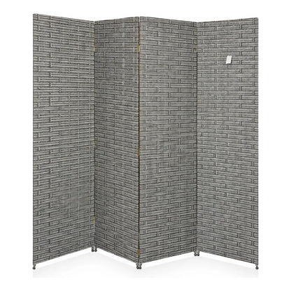 Biombo Divisor Oficina Ambientes Separador 4 Puertas 180 Cm Gris Claro Biombo Divisor Ambientes 4 Paneles 180 Cm Separador Oficina Hogar Plegable Geometrico Gris Claro Ratan Geometrico Ratan...