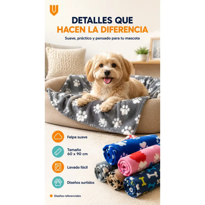 Frazada Manta Abrigo Suave Perro Gato Lavable Invierno 60*90 Multicolor Hembra Surtido Aleatorio Paños Mascotas Diseño Huellas 60x90