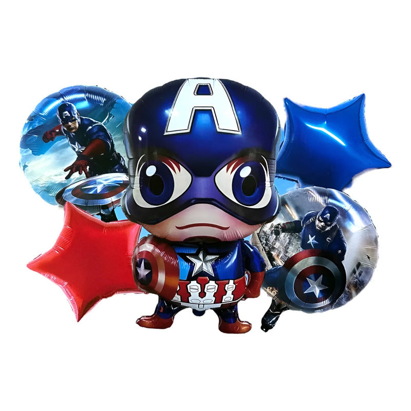 Set 5 Globos Metálicos Capitan America Globos Metalizado