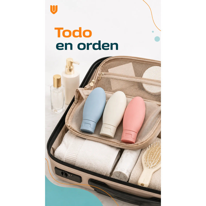 Set 11 Botella Viaje Portátil Contenedores Accesorio Shampoo Multicolor