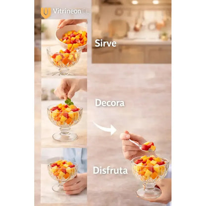 6 Copas Helado Vidrio 200ml Postre Dulce Transparente Postre Transparente Cristal Premium Elegante Moderno Copas Postre Helado Dulces Visualizacion Clara Contenido Mesa Hogar Decorativa