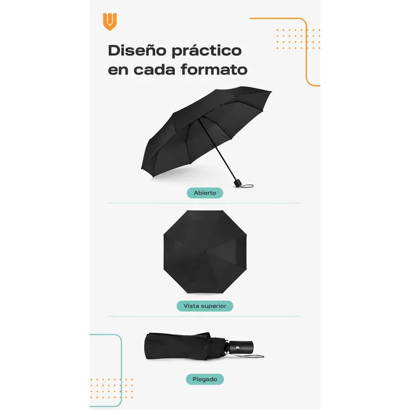 Paragua Parasol Lluvia Retractil Plegable 8 Varill Sombrilla