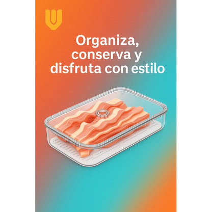 2 Organizadores Acrílicos Refrigerador Herméticos Alimentos Transparente