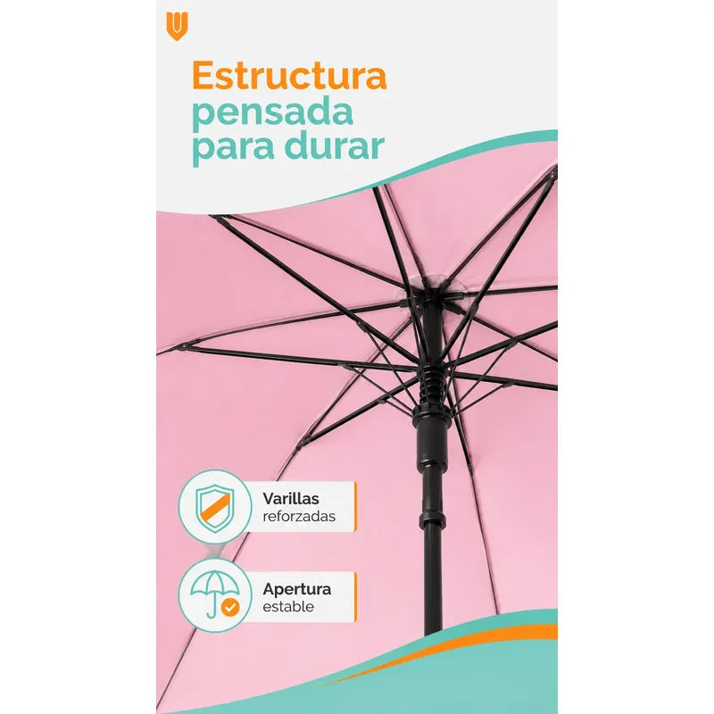 Parasol Retractil Sombrilla Plegable Paragua Lluvia 8 Varill