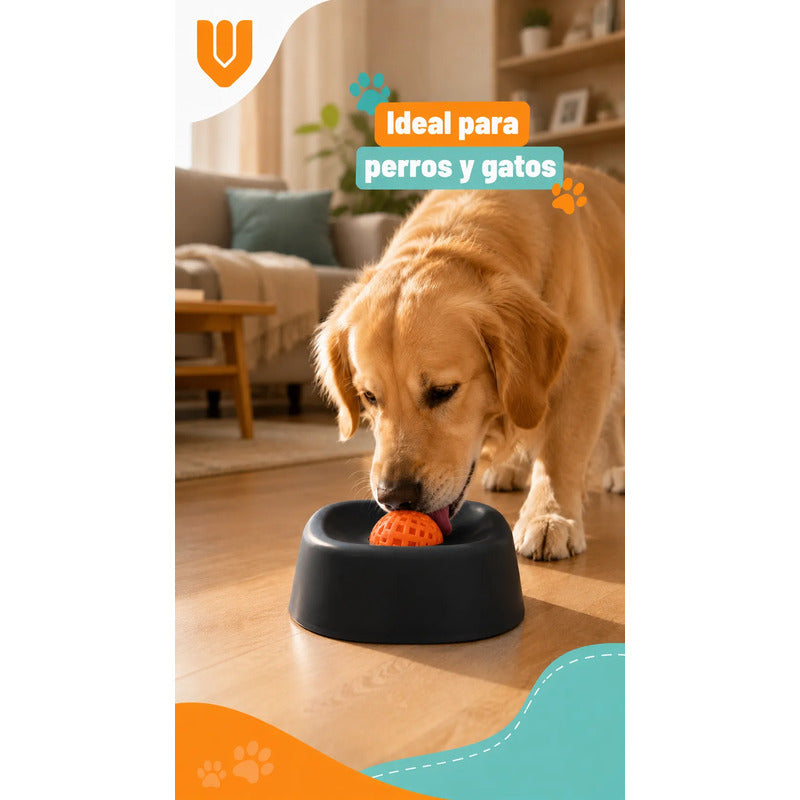 Dispensador Alimento Perros Plato Anti Ansiedad Mascota Negro