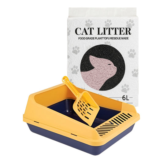 Arenero Para Gato Caja De Arena + Arena Para Gato Tofu 2.5kg