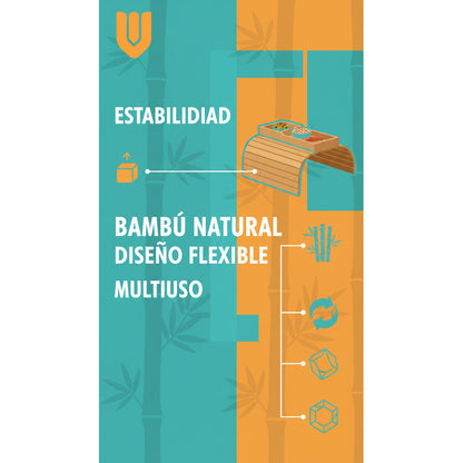 Bandeja Bambu Porta Vasos Sofa Comodidad Living Hogar Bambú