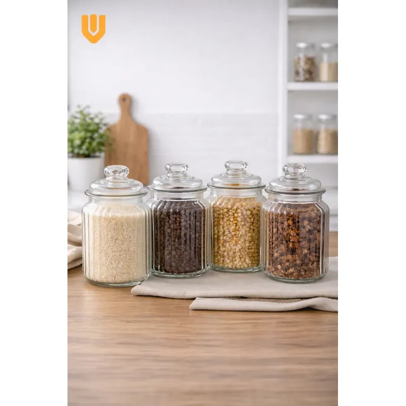 X6 Azucarero Frascos Especieros Hermetico Bombonera Azucarer Transparente Cristal Claro Acabado Limpio Elegante Moderno Permite Visualizar Contenido Condimentos Sal Azucar Cafe