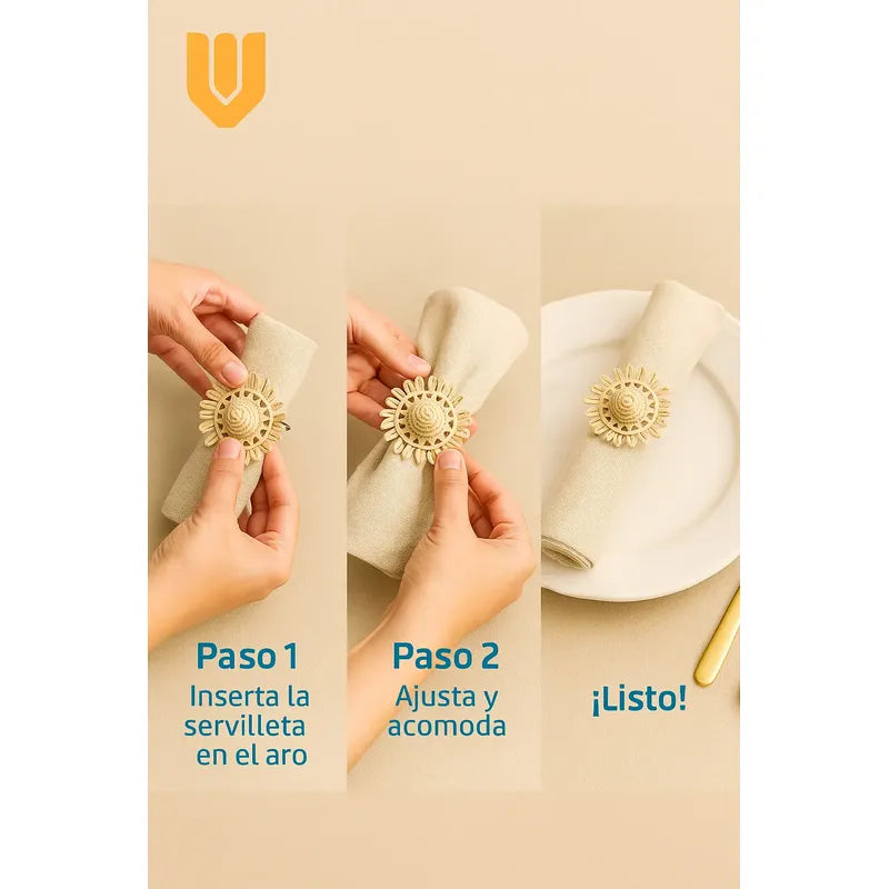 Vitrineon Cl Servilletero Aro Bambú Metal Porta Servilleta D Dorado