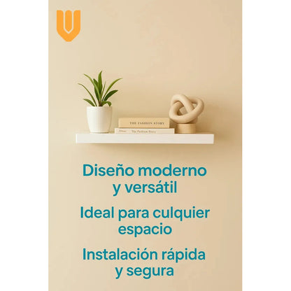 Vitrineon Repisas Flotantes Soporte 10kg Diseño Mdf 50x15 Cm Blanco