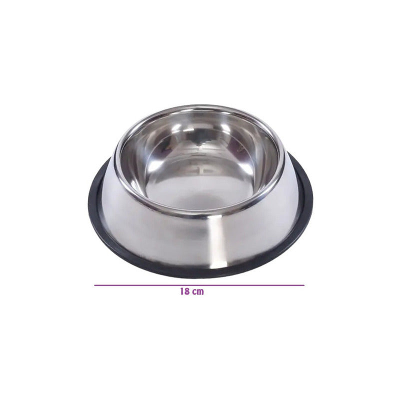 Comedero Perro Platos Para Perros Gatos Mascotas 18cm Color Metalico