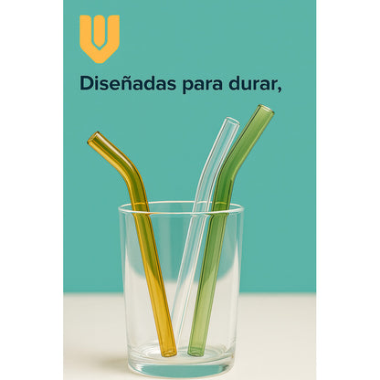 Bombillas Vidrio Reutilizables Ecológicas Set 6 Unid