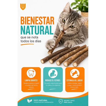 10 Snack Para Gatos Palitos Hierba Gatera Juguete Yerba Gato Marrón