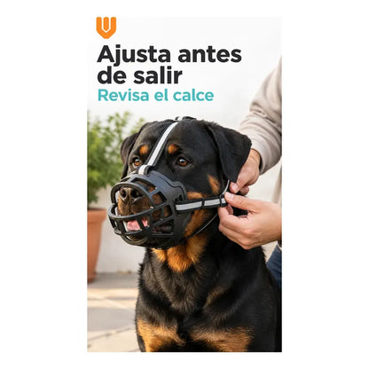Protector Hocico Mascotas Ventilado Durabilidad Alta Uso Negro Mediano