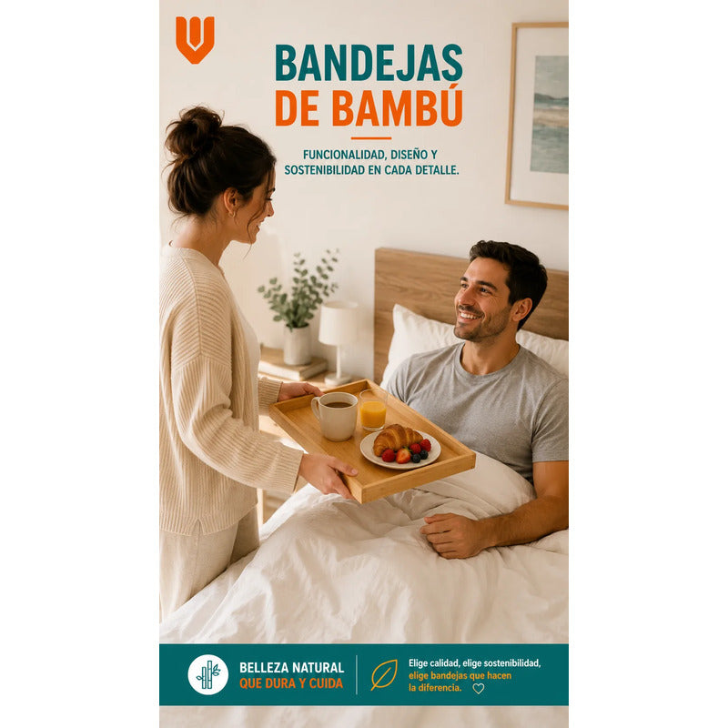 3 Bandejas Bambu Desayuno Rectangulares Multiuso Cocina Marron Bambú Natural Madera Clara Elegante Nordico Artesanal Gourmet Calido Minimalista Cocina Premium