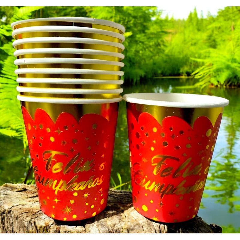 10 Vasos Desechables Cumpleaños Decoracion Feliz Cumpleaños