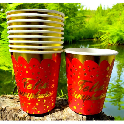 10 Vasos Desechables Cumpleaños Decoracion Feliz Cumpleaños