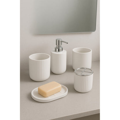 Set 5 Piezas Accesorios Decorativo Baños Juegos Baño Blanco