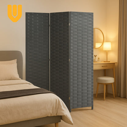 Biombo Oficina Interior Separador Ambientes Ratán 4 Paneles