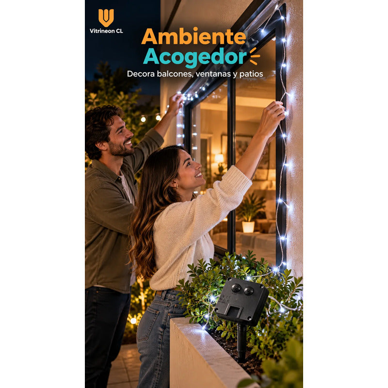 Luces Solares Navideñas Decoración Hogar Luz Led Blanca 10m Blanco Frío Iluminación Blanca Brillante Tonalidad Fría Efecto... Blanco Frío Iluminación Blanca Brillante Tonalidad Fría Efecto...